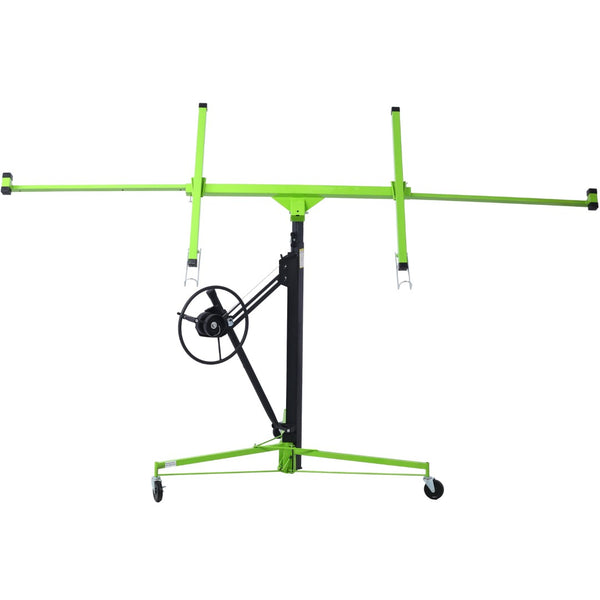 English Elm Drywall Panel Hoist Lift with Telescoping Mast Winch Brake and Tilting Cradle Green W465121421