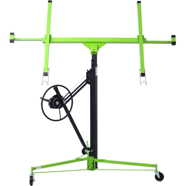 English Elm Drywall Panel Hoist Lift with Telescoping Mast Winch Brake and Tilting Cradle Green W465121421