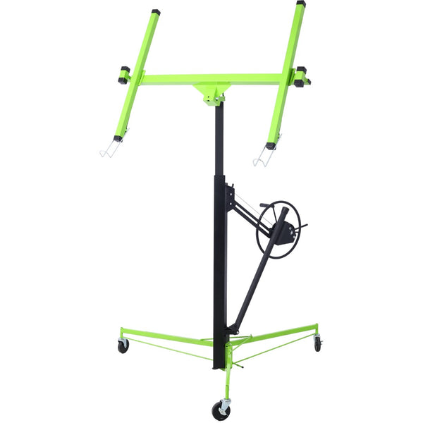English Elm Drywall Panel Hoist Lift with Telescoping Mast Winch Brake and Tilting Cradle Green W465121421
