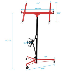 English Elm Drywall Lift Hoist 11 Foot Steel Frame Panel Jack for Ceiling and Wall Work W465121422