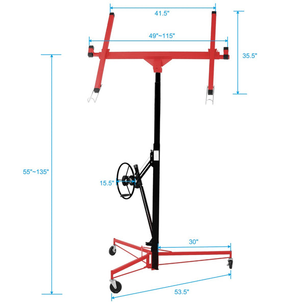English Elm Drywall Lift Hoist 11 Foot Steel Frame Panel Jack for Ceiling and Wall Work W465121422