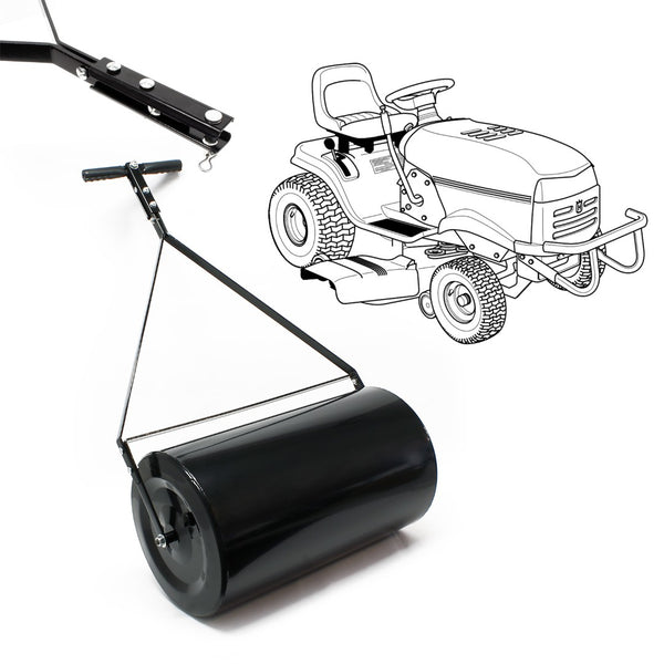 English Elm Combination Push Tow Lawn Roller 16 Gallon Drum for Garden Farm and Park Leveling W465122201