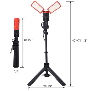 English Elm 10000 Lumen Dual Head Led Tripod Work Light with Ip54 Waterproof Aluminum Housing W465122419