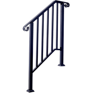 English Elm Handrails for Outdoor Steps Powder Coated Steel Porch Railing Fits Two or Three Stairs W465124223