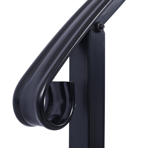 English Elm Handrails for Outdoor Steps Powder Coated Steel Porch Railing Fits Two or Three Stairs W465124223