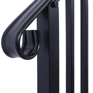 English Elm Handrails for Outdoor Steps Powder Coated Steel Porch Railing Fits Two or Three Stairs W465124223