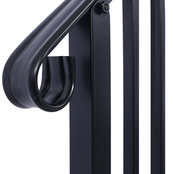 English Elm Handrails for Outdoor Steps Powder Coated Steel Porch Railing Fits Two or Three Stairs W465124223