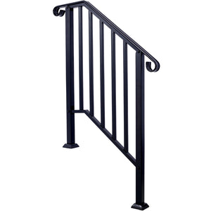 English Elm Handrails for Outdoor Steps Powder Coated Steel Porch Railing Fits Two or Three Stairs W465124223