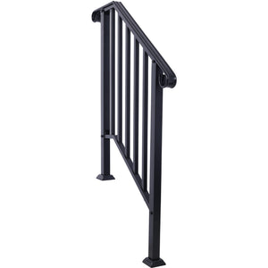 English Elm Handrails for Outdoor Steps Powder Coated Steel Porch Railing Fits Two or Three Stairs W465124223