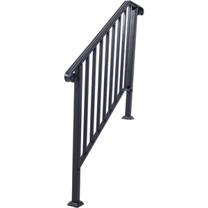 English Elm Handrails Powder Coated Wrought Iron Porch Stair Railing Fits 3 or 4 Steps Matte W465124224
