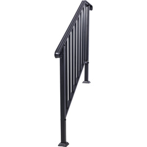 English Elm Handrails Powder Coated Wrought Iron Porch Stair Railing Fits 3 or 4 Steps Matte W465124224