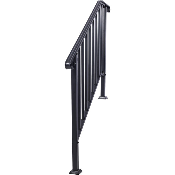English Elm Handrails Powder Coated Wrought Iron Porch Stair Railing Fits 3 or 4 Steps Matte W465124224