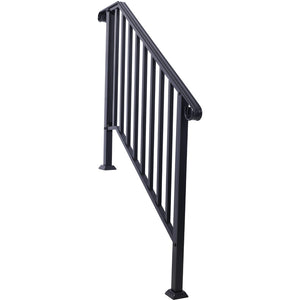 English Elm Handrails Powder Coated Wrought Iron Porch Stair Railing Fits 3 or 4 Steps Matte W465124224
