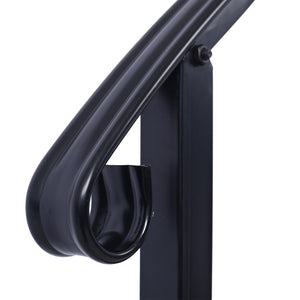 English Elm Handrails Powder Coated Wrought Iron Porch Stair Railing Fits 3 or 4 Steps Matte W465124224