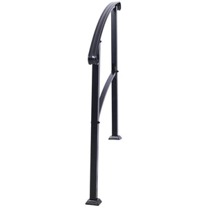 English Elm Handrails Powder Coated Steel Outdoor Stair Rail Fits One or Three Steps Gloss Black W465124226