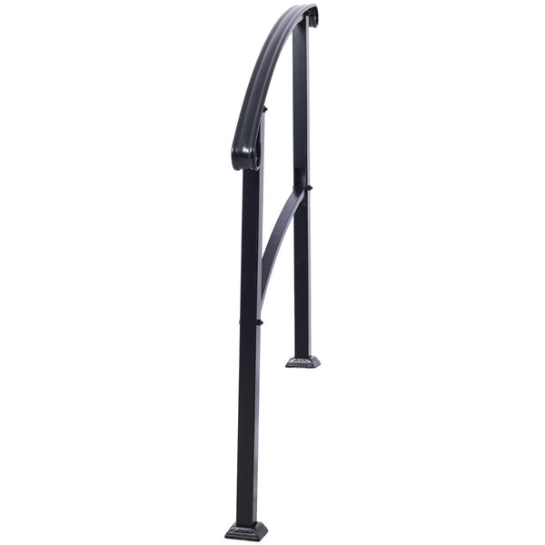 English Elm Handrails Powder Coated Steel Outdoor Stair Rail Fits One or Three Steps Gloss Black W465124226