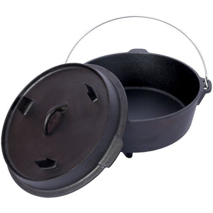 English Elm Pre-Seasoned Cast Iron Dutch Oven with Reversible Skillet Lid for Campfire BBQ W465126163