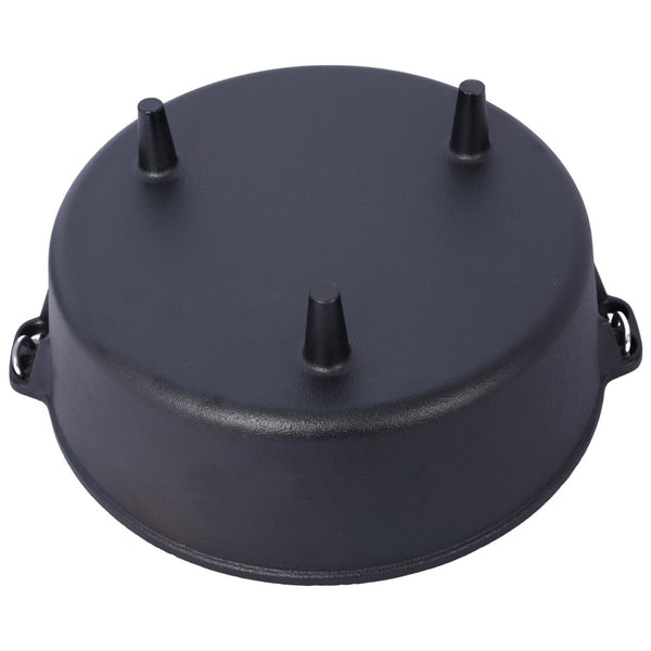 English Elm Pre-Seasoned Cast Iron Dutch Oven with Reversible Skillet Lid for Campfire BBQ W465126163
