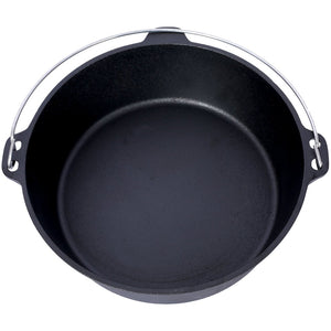 English Elm Pre-Seasoned Cast Iron Dutch Oven with Reversible Skillet Lid for Campfire BBQ W465126163