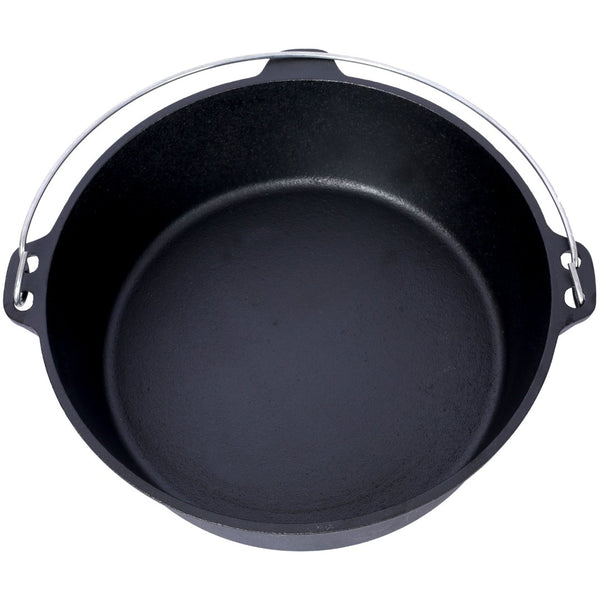 English Elm Pre-Seasoned Cast Iron Dutch Oven with Reversible Skillet Lid for Campfire BBQ W465126163