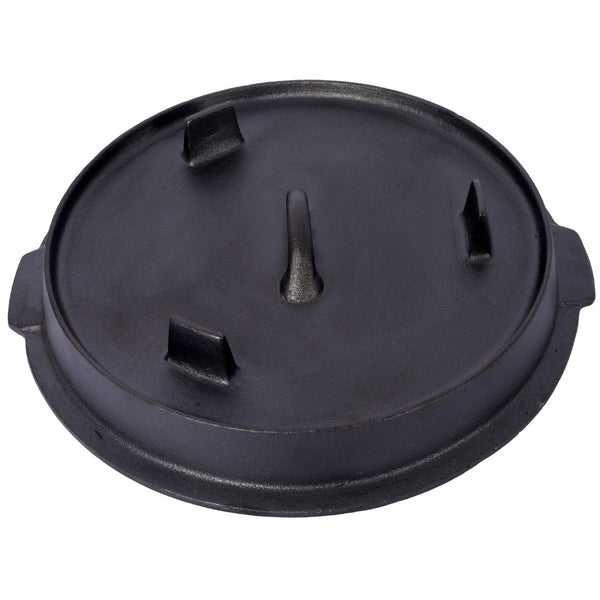 English Elm Pre-Seasoned Cast Iron Dutch Oven with Reversible Skillet Lid for Campfire BBQ W465126163