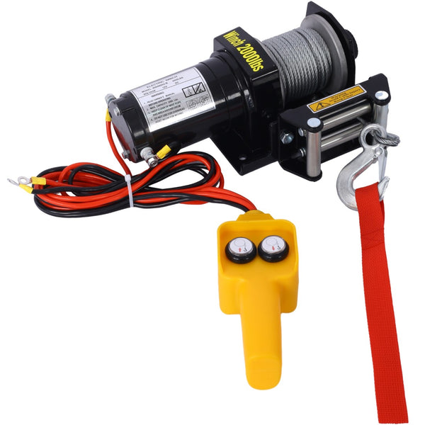 English Elm 2000lb 12v Atv Utv Electric Winch Waterproof Steel Rope Off-road Recovery Hauling W465127127
