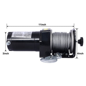 English Elm 2000lb 12v Atv Utv Electric Winch Waterproof Steel Rope Off-road Recovery Hauling W465127127