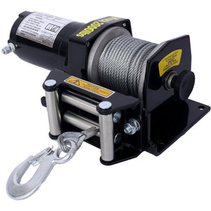 English Elm 2000lb 12v Atv Utv Electric Winch Waterproof Steel Rope Off-road Recovery Hauling W465127127