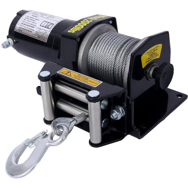 English Elm 2000lb 12v Atv Utv Electric Winch Waterproof Steel Rope Off-road Recovery Hauling W465127127