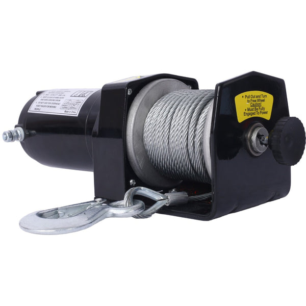 English Elm 2000lb 12v Atv Utv Electric Winch Waterproof Steel Rope Off-road Recovery Hauling W465127127