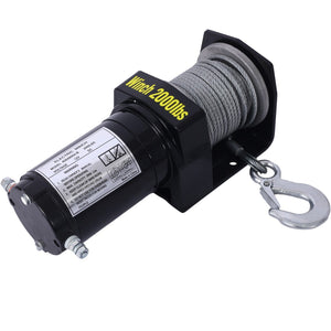 English Elm 2000lb 12v Atv Utv Electric Winch Waterproof Steel Rope Off-road Recovery Hauling W465127127