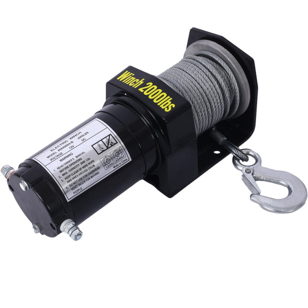 English Elm 2000lb 12v Atv Utv Electric Winch Waterproof Steel Rope Off-road Recovery Hauling W465127127