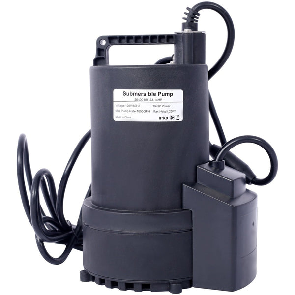 English Elm 1/4 Hp Submersible Pool Cover Pump 1850 Gph Auto on Off with Check Valve Adapter W465127590
