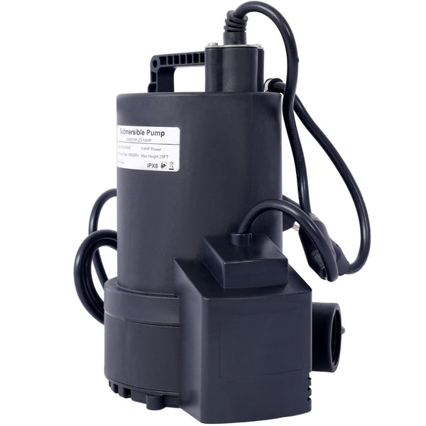 English Elm 1/4 Hp Submersible Pool Cover Pump 1850 Gph Auto on Off with Check Valve Adapter W465127590