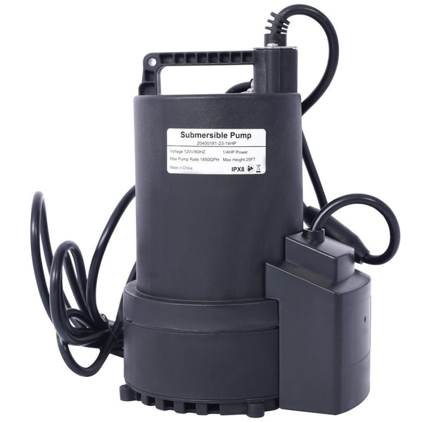 English Elm 1/4 Hp Submersible Pool Cover Pump 1850 Gph Auto on Off with Check Valve Adapter W465127590