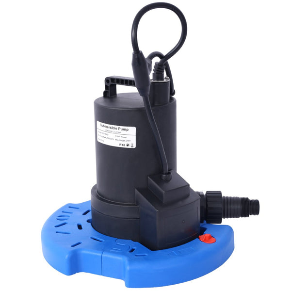 English Elm 1/3 Hp Submersible Pool Cover Pump 2500 Gph Auto Activation with Bottom Suction W465127592