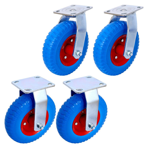 English Elm 4pcs Flat Free Pu Casters Heavy Duty Set Swivel Rigid Steel Hub Ball Bearing Wheels W465130444