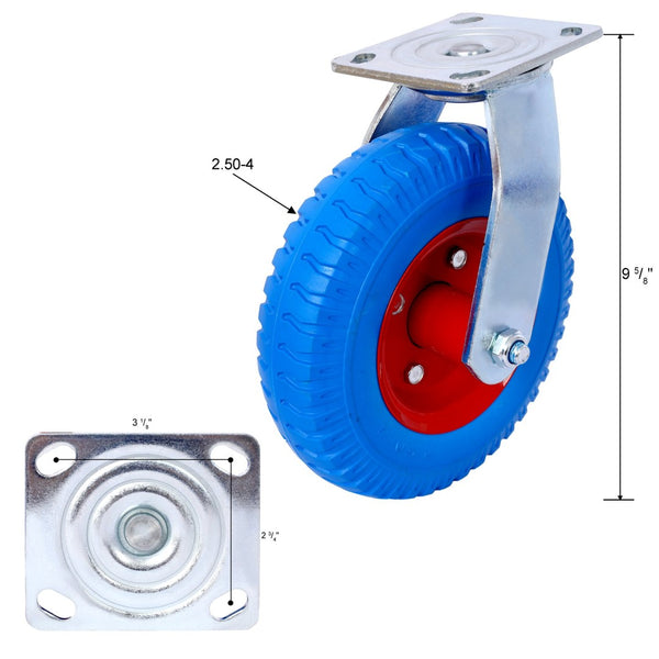 English Elm 4pcs Flat Free Pu Casters Heavy Duty Set Swivel Rigid Steel Hub Ball Bearing Wheels W465130444