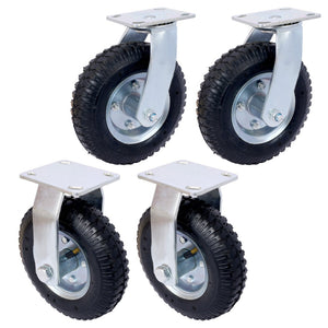 English Elm 4pcs 8in Pneumatic Swivel Rigid Casters Steel Hub Ball Bearing Shock Absorbing Wheels W465130461