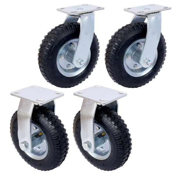 English Elm 4pcs 8in Pneumatic Swivel Rigid Casters Steel Hub Ball Bearing Shock Absorbing Wheels W465130461