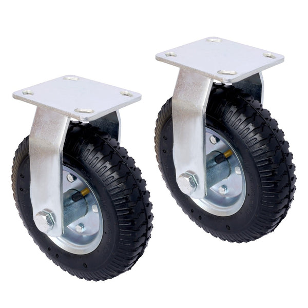 English Elm 4pcs 8in Pneumatic Swivel Rigid Casters Steel Hub Ball Bearing Shock Absorbing Wheels W465130461