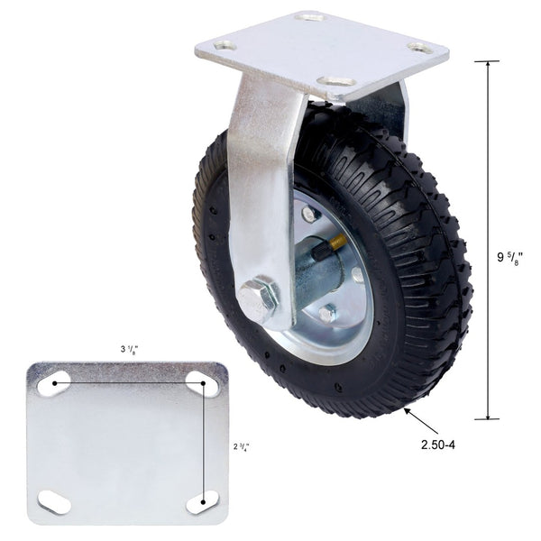English Elm 4pcs 8in Pneumatic Swivel Rigid Casters Steel Hub Ball Bearing Shock Absorbing Wheels W465130461