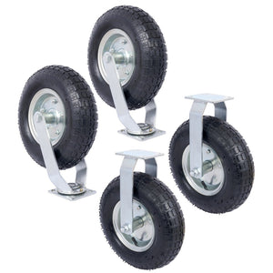 English Elm 4pcs 12in Pneumatic Caster Set Swivel Rigid Steel Hub Ball Bearing Workshop Wheels W465130469