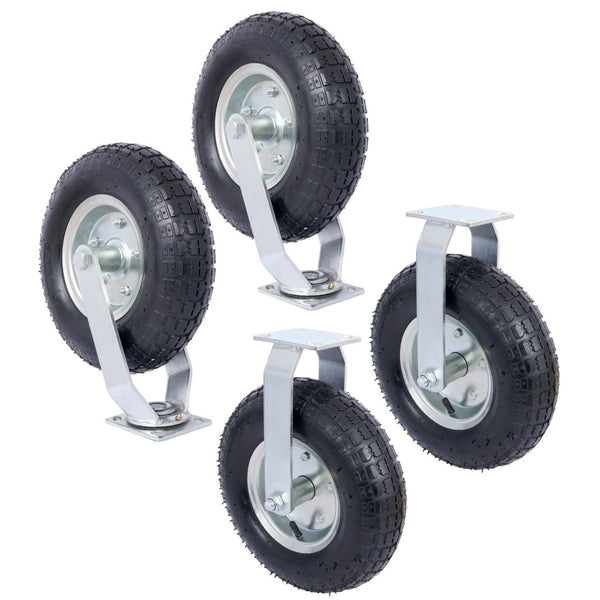 English Elm 4pcs 12in Pneumatic Caster Set Swivel Rigid Steel Hub Ball Bearing Workshop Wheels W465130469