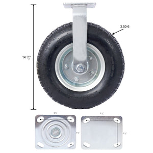 English Elm 4pcs 12in Pneumatic Caster Set Swivel Rigid Steel Hub Ball Bearing Workshop Wheels W465130469
