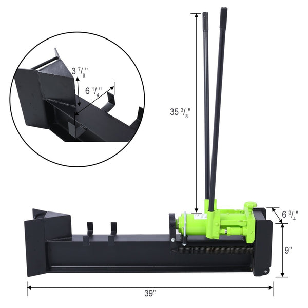 English Elm 10 Ton Manual Hydraulic Log Splitter Steel Beam Two Speed Portable Wheel Mount W465132585