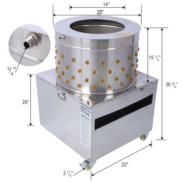 English Elm Chicken Plucker 1500w Stainless Steel Drum Poultry De-feathering Machine for Farms W465132587