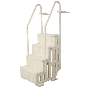 English Elm Pool Entry Stair System with Dual Handrails Anti-slip Treads and 400lb Capacity W465133693