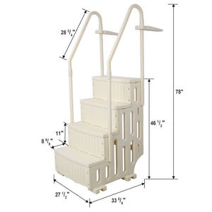 English Elm Pool Entry Stair System with Dual Handrails Anti-slip Treads and 400lb Capacity W465133693