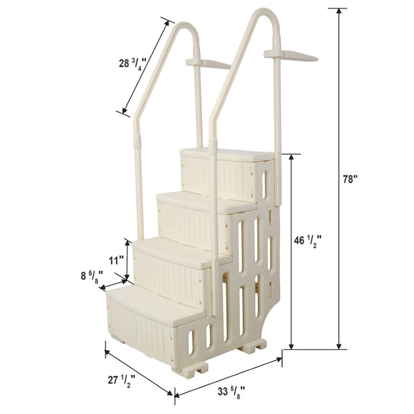 English Elm Pool Entry Stair System with Dual Handrails Anti-slip Treads and 400lb Capacity W465133693